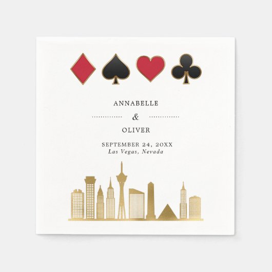 Serviette En Papier Elégant Las Vegas Photo Destination Mariage (Devant)