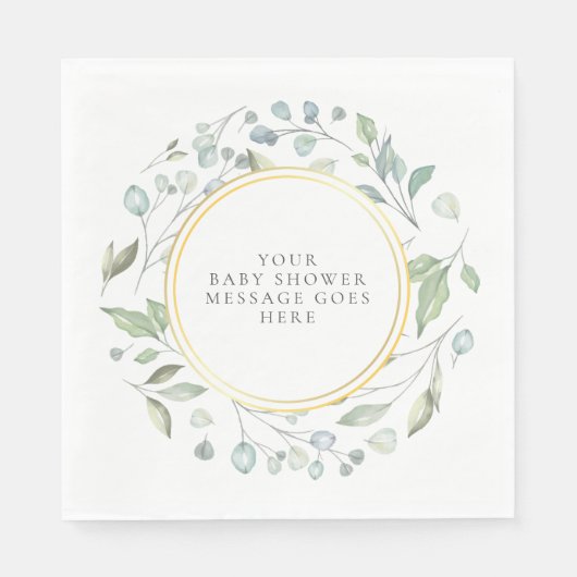 Serviette En Papier Elegant Laurel Garland Baby shower Message (Devant)