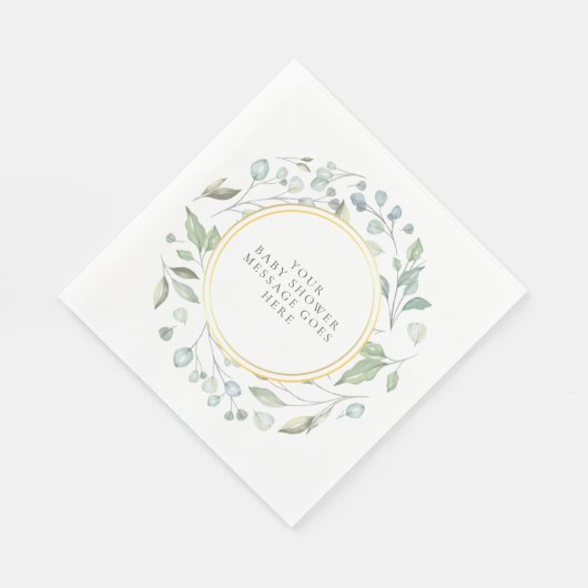 Serviette En Papier Elegant Laurel Garland Baby shower Message (Coin)