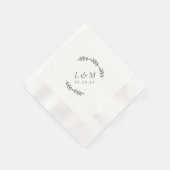 Serviette En Papier Elegant Laurel Wreath Custom Monogram Mariage (Coin)