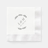 Serviette En Papier Elegant Laurel Wreath Custom Monogram Mariage (Devant)