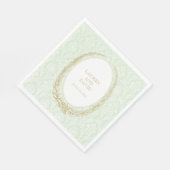 Serviette En Papier Elegant Laurel Wreath | Damas vert (Coin)