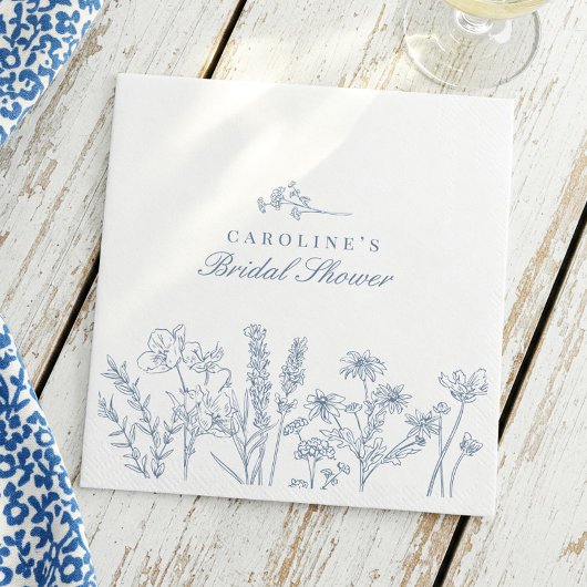 Serviette En Papier Élégant Lavande Bleu Fleur Sauvage Shower de Marié