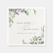 Serviette En Papier Élégant Lavande Eucalyptus Mariage de feuillage fe (Devant)