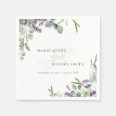 Serviette En Papier Élégant Lavande Eucalyptus Mariage de feuillage fe (Devant)