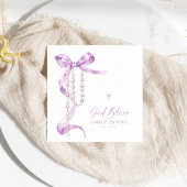 Serviette En Papier Élégant Lavender Bow & Rosary Baptisme