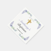 Serviette En Papier Élégant Lavender Gold Cross Baby Baptism (Coin)