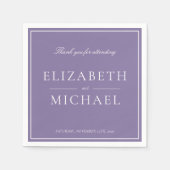 Serviette En Papier Élégant Lavender Lavender Classic Script Mariage (Devant)