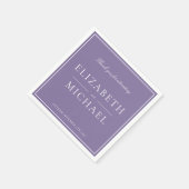 Serviette En Papier Élégant Lavender Lavender Classic Script Mariage (Coin)