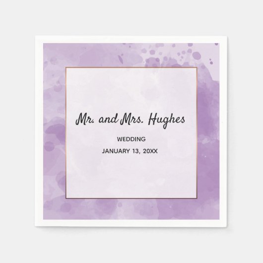Serviette En Papier Elégant Lavender Lavender mariage aquarelle (Devant)