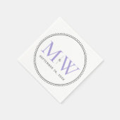Serviette En Papier Élégant Lavender Monogram Mariage (Coin)