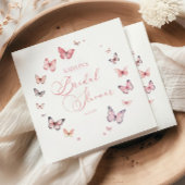 Serviette En Papier Élégant Lavis Rose Papillon Fête de Mariage 