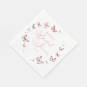 Serviette En Papier Élégant Lavis Rose Papillon Fête de Mariage (Coin)