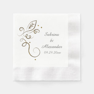 Serviette En Papier Elegant Leaf Swirl Paper Napkin