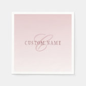 Serviette En Papier Élégant lettrage et monogramme | Rose Ombre (Devant)