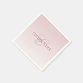 Serviette En Papier Élégant lettrage et monogramme | Rose Ombre (Coin)