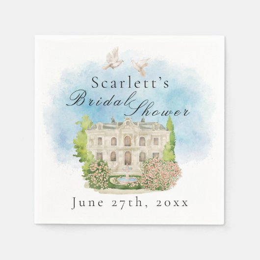 Serviette En Papier Elégant Lieu colombes Fontaine fleurs Fête des mar (Devant)