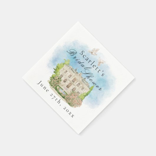 Serviette En Papier Elégant Lieu colombes Fontaine fleurs Fête des mar (Coin)