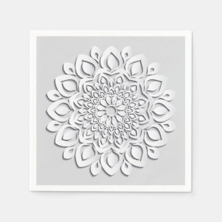 Serviette En Papier Elégant Livre blanc Coupe Mandala