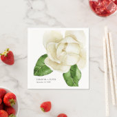 Serviette En Papier Élégant Livre Mariage blanc Magnolia (En situation)