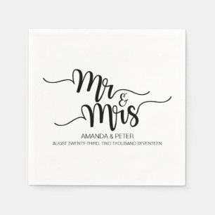 SERVIETTE EN PAPIER ÉLÉGANT LIVRE MARIAGE D'AMOUR NOIR ÉCRIT À LA MAIN