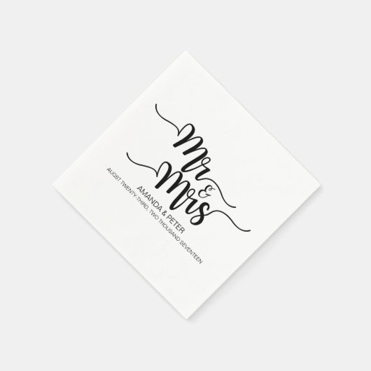 SERVIETTE EN PAPIER ÉLÉGANT LIVRE MARIAGE D'AMOUR NOIR ÉCRIT À LA MAIN (Coin)