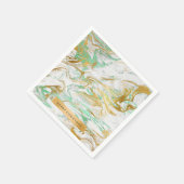 Serviette En Papier Elégant look de marbre blanc vert or moderne (Coin)