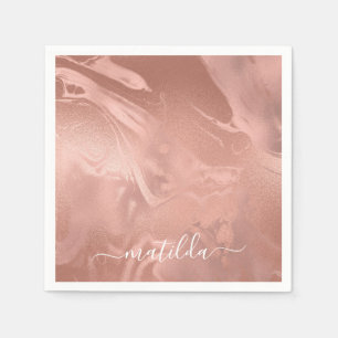 Serviette En Papier Élégant look de marbre doré rose en cuivre mode