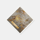 Serviette En Papier Elégant look moderne cuivre or & argent marbre (Coin)