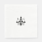 Serviette En Papier Élégant lustre noir blanc Mariage (Devant)
