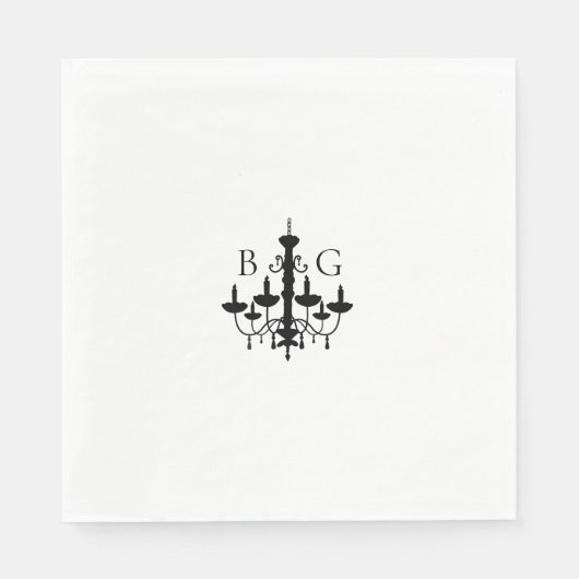 Serviette En Papier Élégant lustre noir blanc Mariage (Devant)