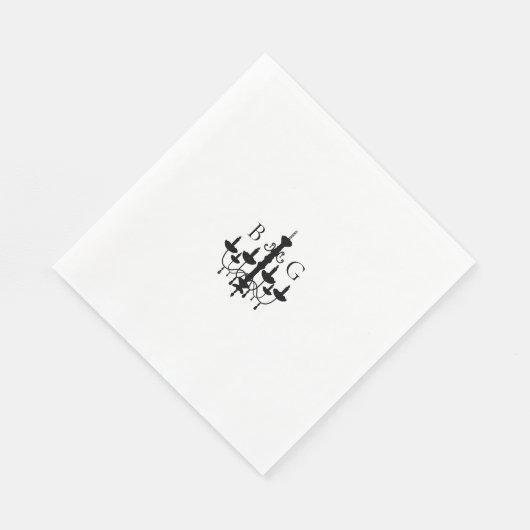 Serviette En Papier Élégant lustre noir blanc Mariage (Coin)