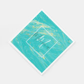 Serviette En Papier Élégant luxe royal Marble Gold Blue monogramme (Coin)