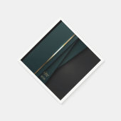 Serviette En Papier Élégant Luxueux Dark Green Gold Monogramme Nom (Coin)