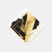 Serviette En Papier Elégant Luxueux Monogramme Or Noir Moderne Glam (Coin)