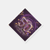 Serviette En Papier Elégant luxueux violet et or 50e anniversaire (Coin)