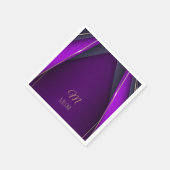 Serviette En Papier Elégant luxueux violet or Monogramme moderne Glam (Coin)