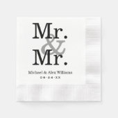 Serviette En Papier Élégant M. et M. Black Grey Mariage Monogram (Devant)