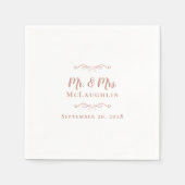 Serviette En Papier Élégant M. Mme Chic Mariage moderne Rose Or rose (Devant)