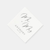 Serviette En Papier Élégant M. & Mme Script Nom personnalisé Mariage (Coin)