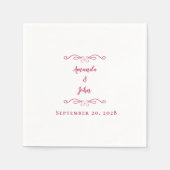 Serviette En Papier Élégant Magenta Red Classic Mariage (Devant)
