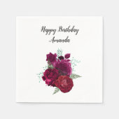 Serviette En Papier Elegant Magenta Rose Floral Bouquet (Devant)