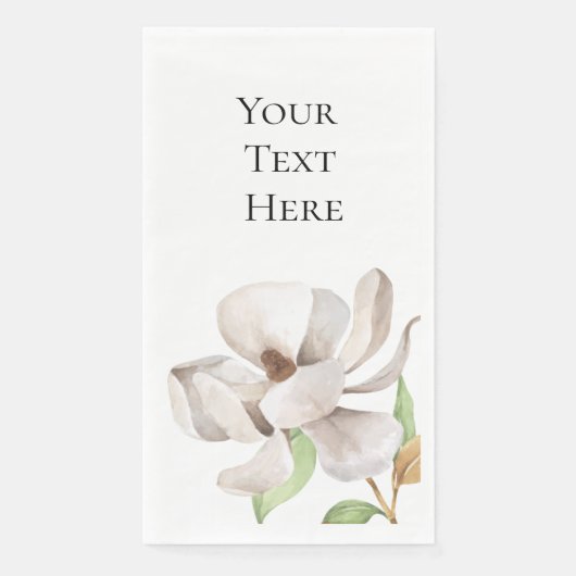 Serviette En Papier Élégant Magnolia Aquarelle Papier serviette (Devant)