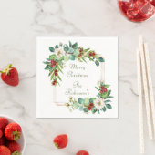 Serviette En Papier Elégant Magnolia, Berries et Eucalyptus (En situation)
