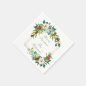 Serviette En Papier Elégant Magnolia, Berries et Eucalyptus (Coin)