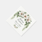 Serviette En Papier Elégant Magnolia Blanc Mariage Hiver Pine Tree (Coin)