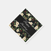 Serviette En Papier Elégant Magnolia et Berries Aquarelle (Coin)