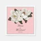 Serviette En Papier Élégant Magnolia fleurit sur rose (Devant)