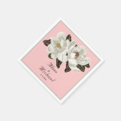 Serviette En Papier Élégant Magnolia fleurit sur rose (Coin)