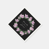 Serviette En Papier Elégant Magnolia violet Aquarelle Florale (Coin)
